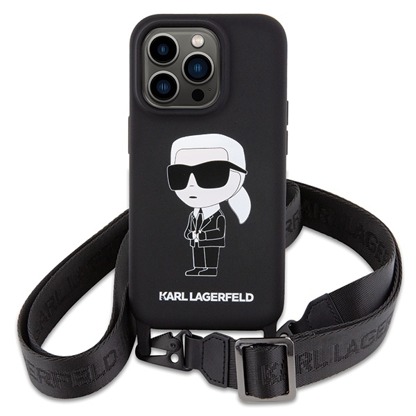 Karl Lagerfeld KLHCP15XSCBSKNK Apple iPhone 15 Pro Max hardcase Crossbody Silicone Ikonik black