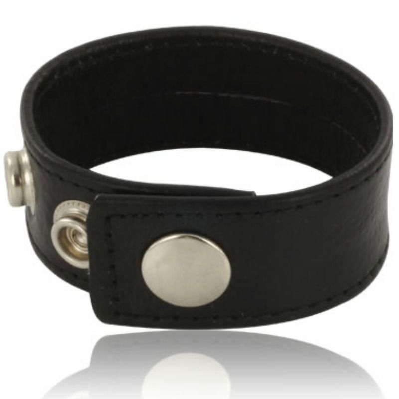 LEATHER BODY COCK AND BALL STRAP WITH SNAPS - BLACK