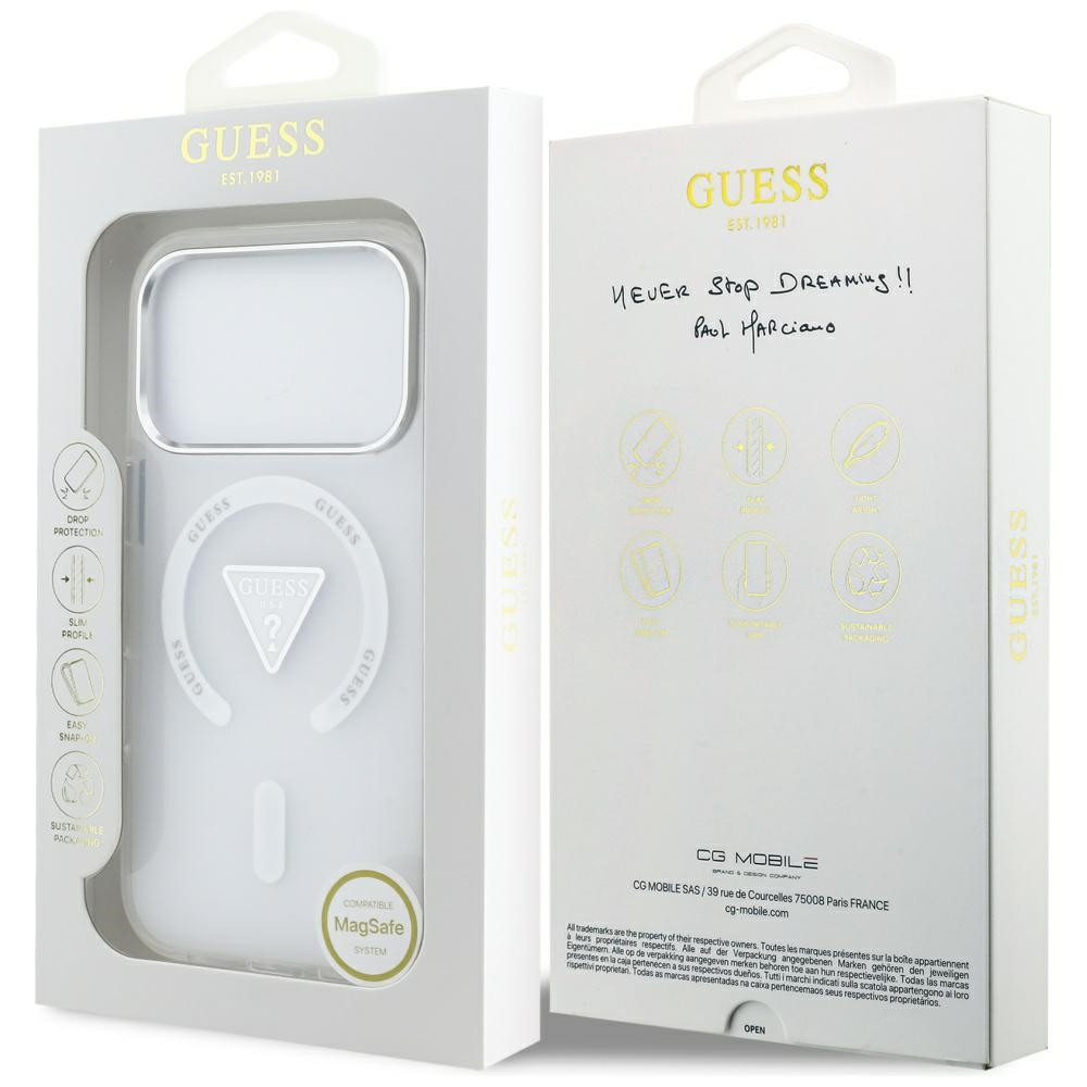 Etui Guess IML Gradient Triangle Logo MagSafe do Apple iPhone 17 Pro przezroczysty
