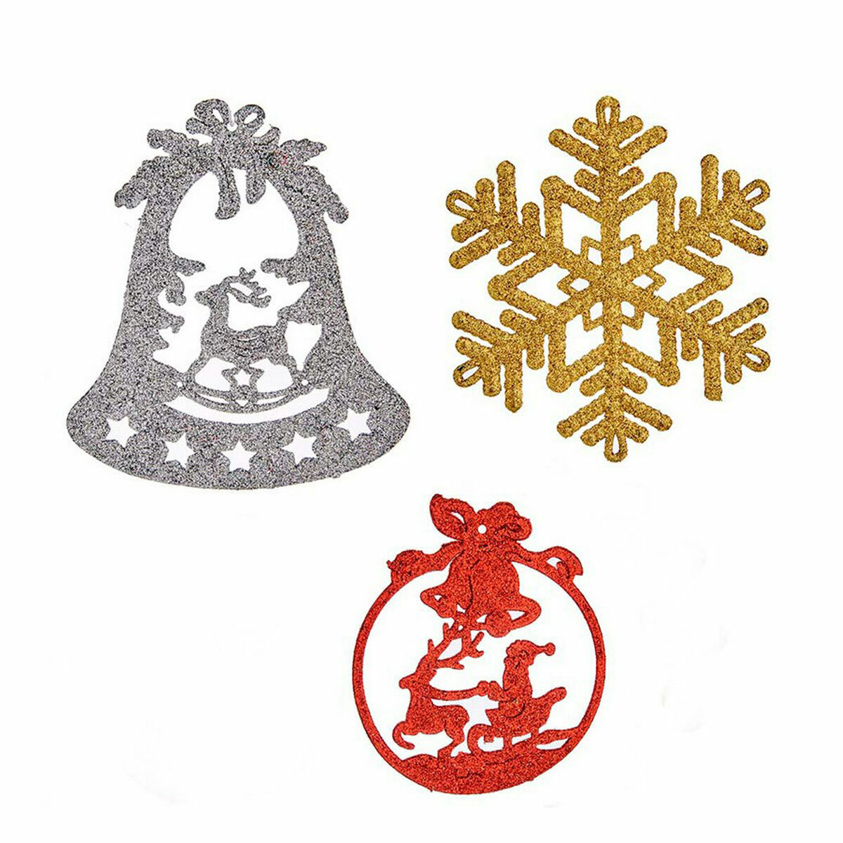 Christmas Decorations Set Red Golden Silver Plastic (24 Units)