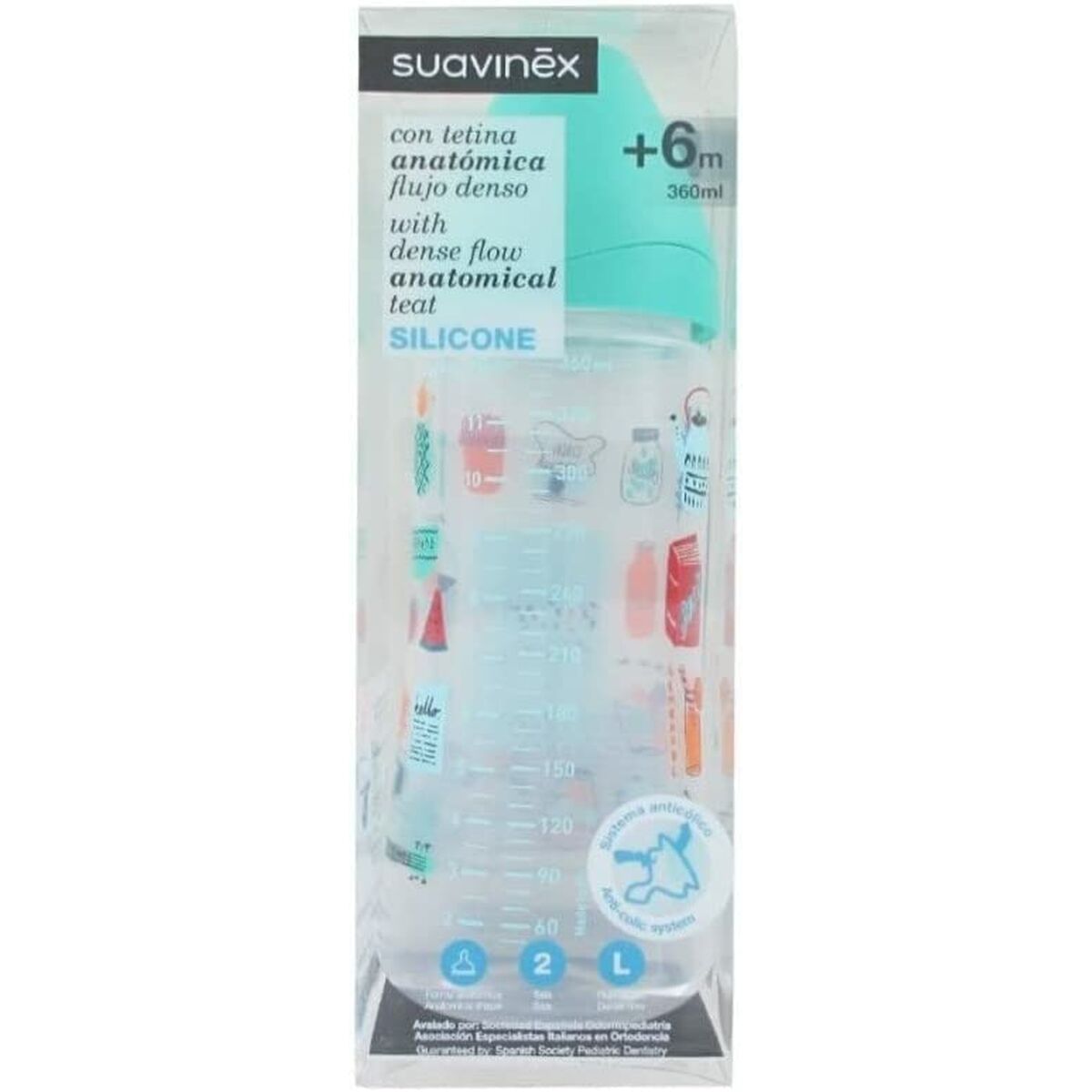 Anti-Kolik Babyflasche Suavinex + 6 Monate (360 ml)
