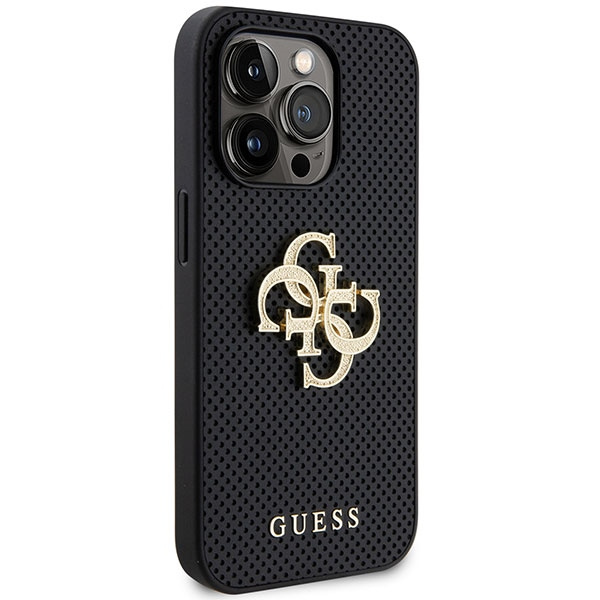 Guess GUHCP15XPSP4LGK iPhone 15 Pro Max czarny/black hardcase Leather Perforated 4G Glitter Logo