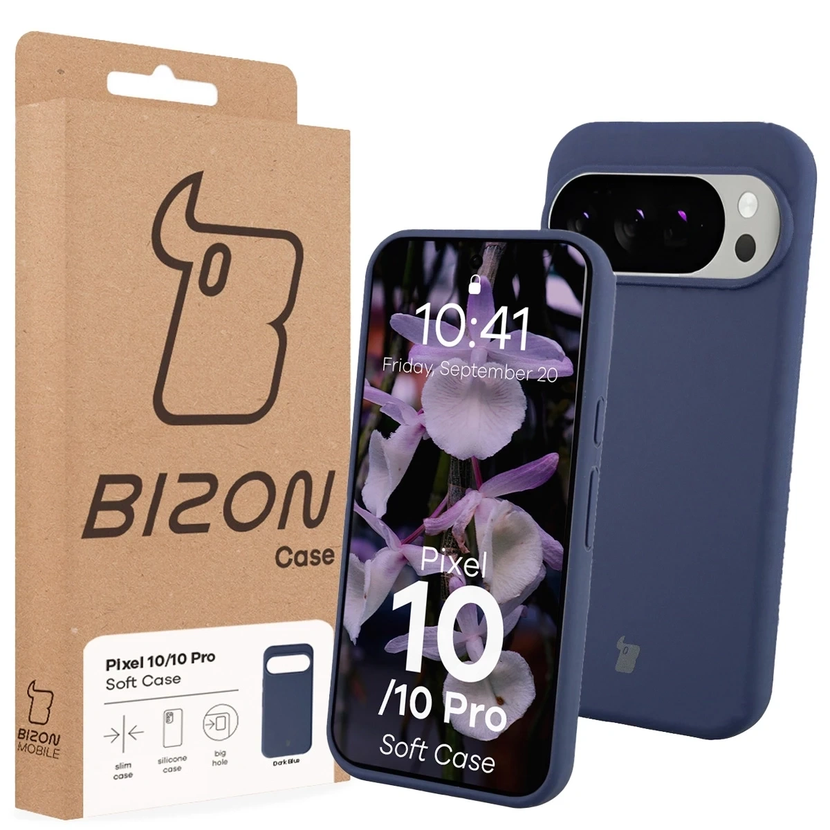 Silikonowe etui Bizon Soft Case do Google Pixel 10 / 10 Pro ciemnoniebieskie
