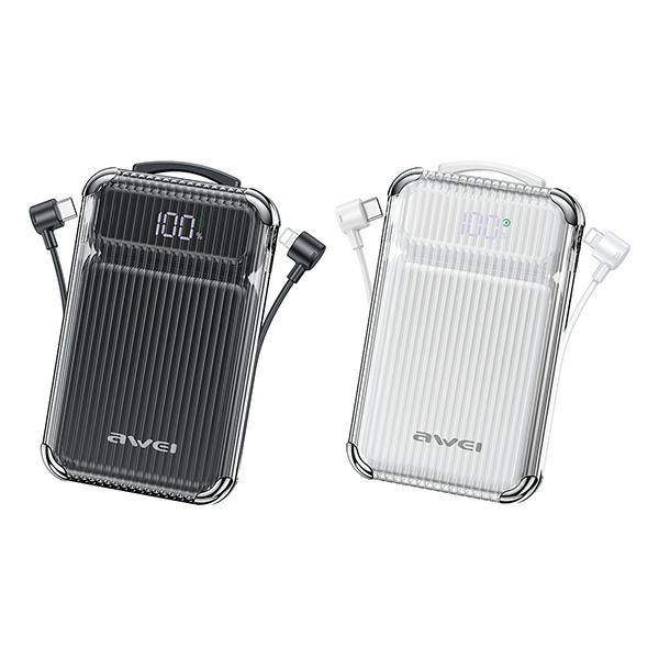 AWEI P89K powerbank 10000mAh 38,5W black + USB-C / Lightning cable