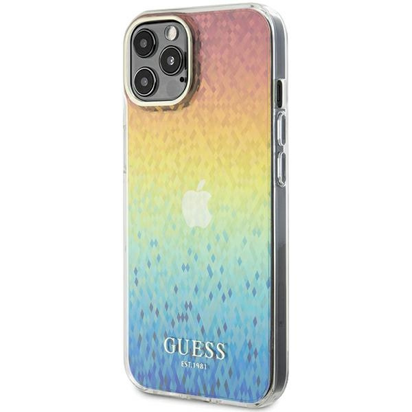 Guess GUHCP12MHDECMI Apple iPhone 12 / 12 Pro hardcase IML Faceted Mirror Disco Iridescent multicoloured