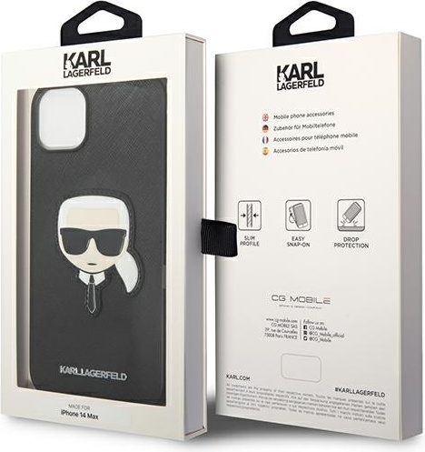 Karl Lagerfeld KLHCP14MSAPKHK Apple iPhone 14 Plus black hardcase Saffiano Karl`s Head Patch