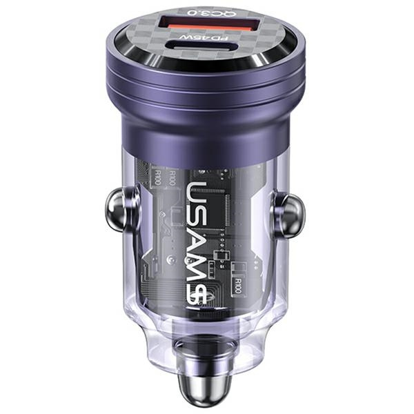 USAMS C35 Car Charger USB-A+USB-C 45W Fast Charge purple (US-CC175)