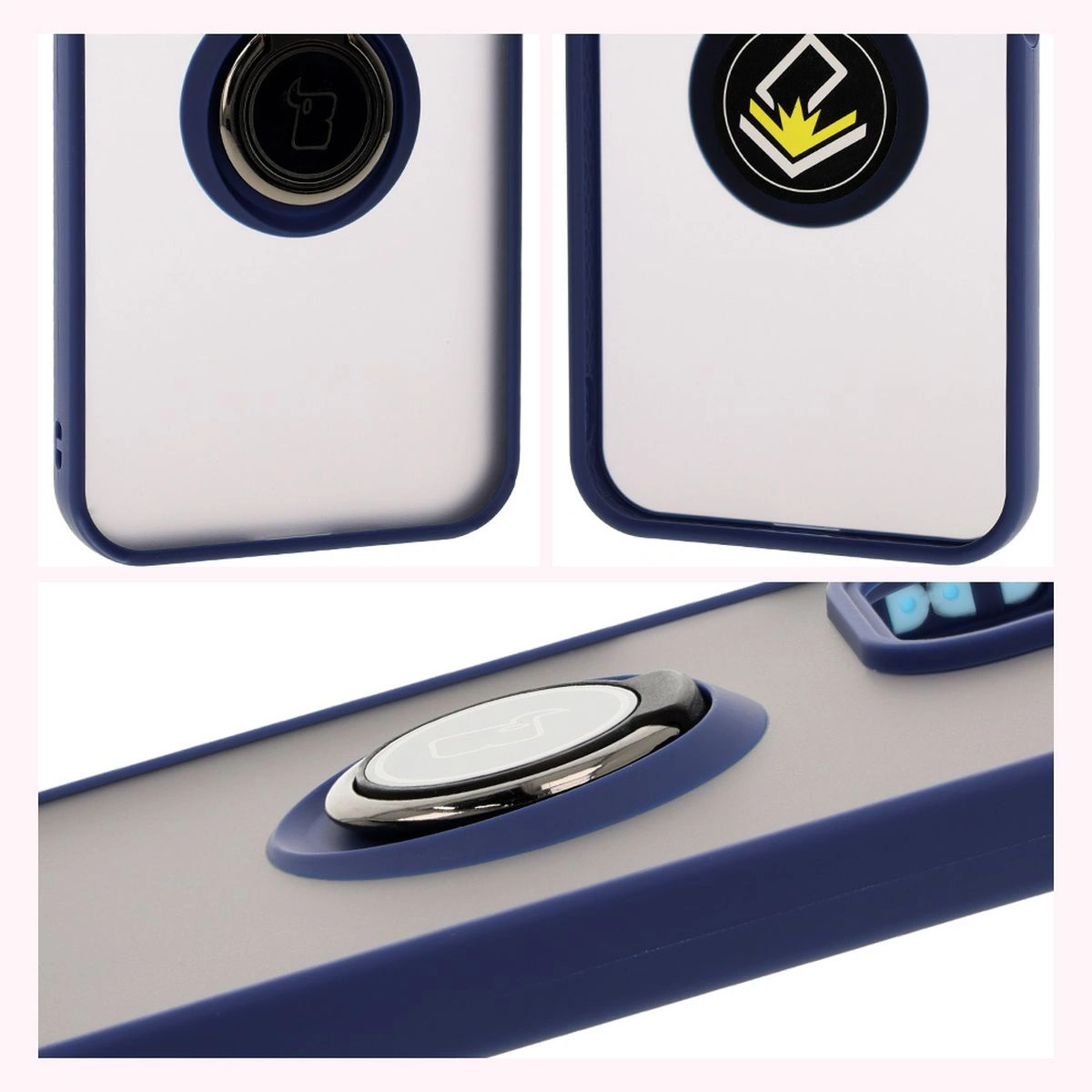 Bizon Case Hybrid Ring Honor 200 Lite smoky with a navy blue frame