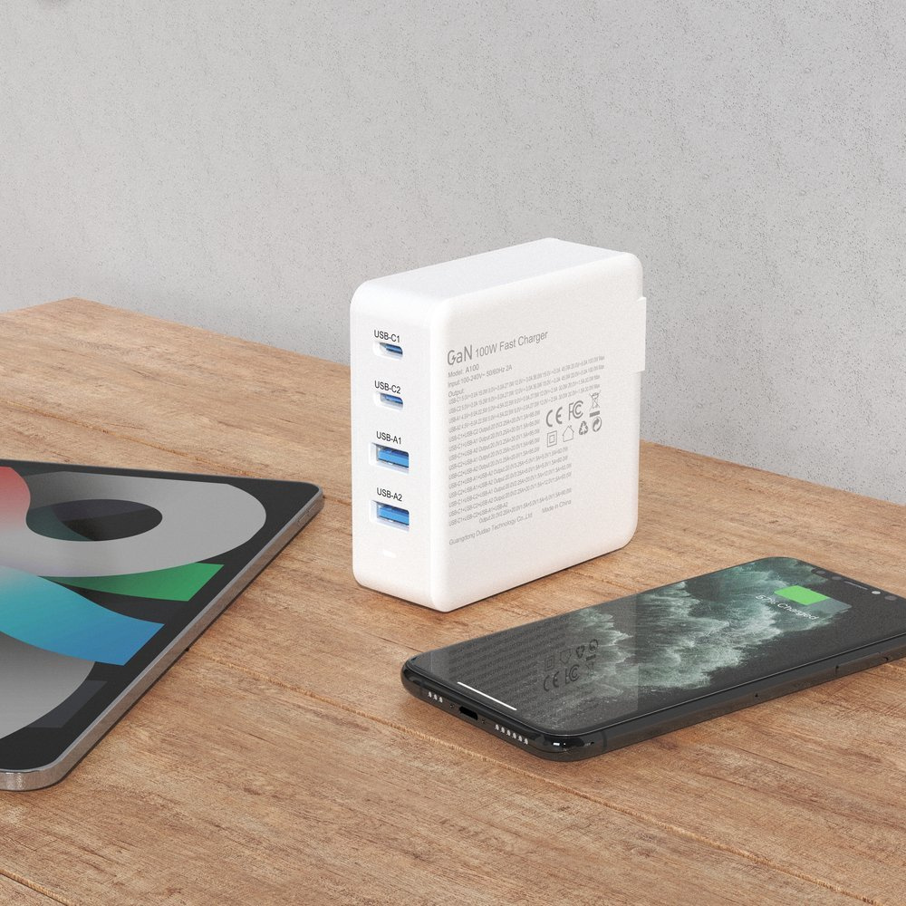 Dudao A100EU GaN 100W 2xUSB-C / 2xUSB-A wall charger white