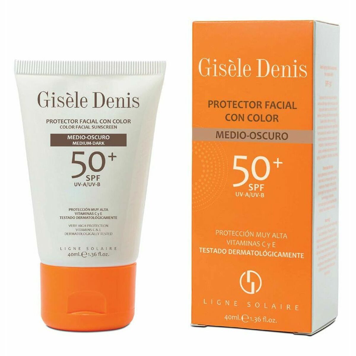 Ochrona przeciwsłoneczna z kolorem Gisèle Denis SPF 50+ Medium Dark (40 ml)