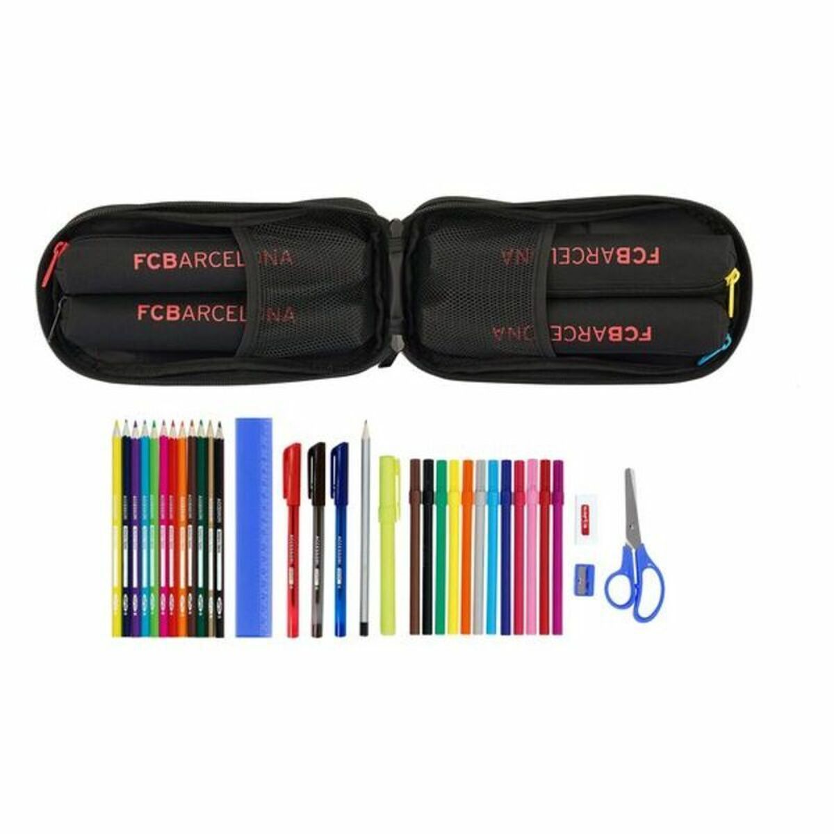 Backpack Pencil Case F.C. Barcelona Black (33 Pieces)