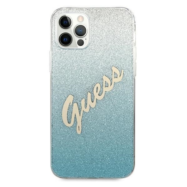 Guess GUHCP12MPCUGLSBL Apple iPhone 12/12 Pro blue hardcase Glitter Gradient Script
