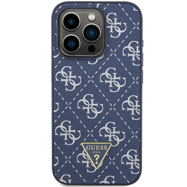 Guess GUHCP15LPG4GPB Apple iPhone 15 Pro hardcase 4G Triangle Metal Logo blue