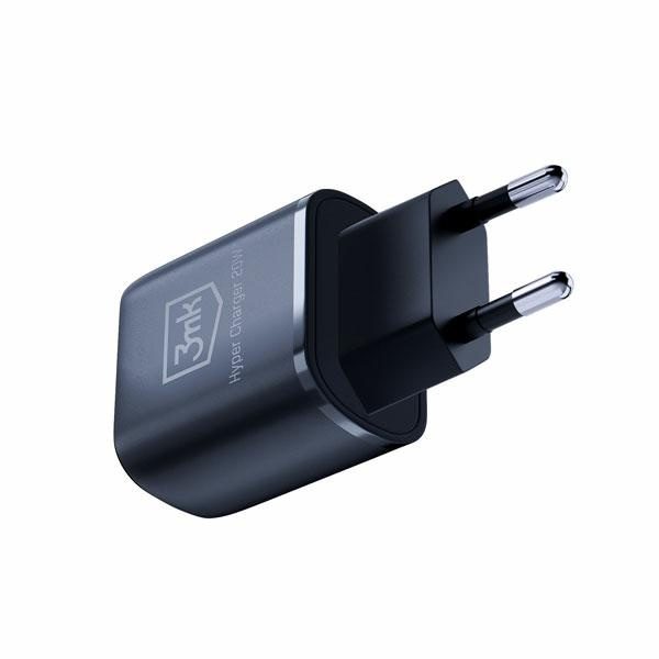 3MK wall charger Hyper Charger USB-A, USB-C 20W PD QC black