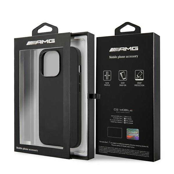 Mercedes AMG AMHCP13LDOLBK Apple iPhone 13 Pro black hardcase Leather Hot Stamped