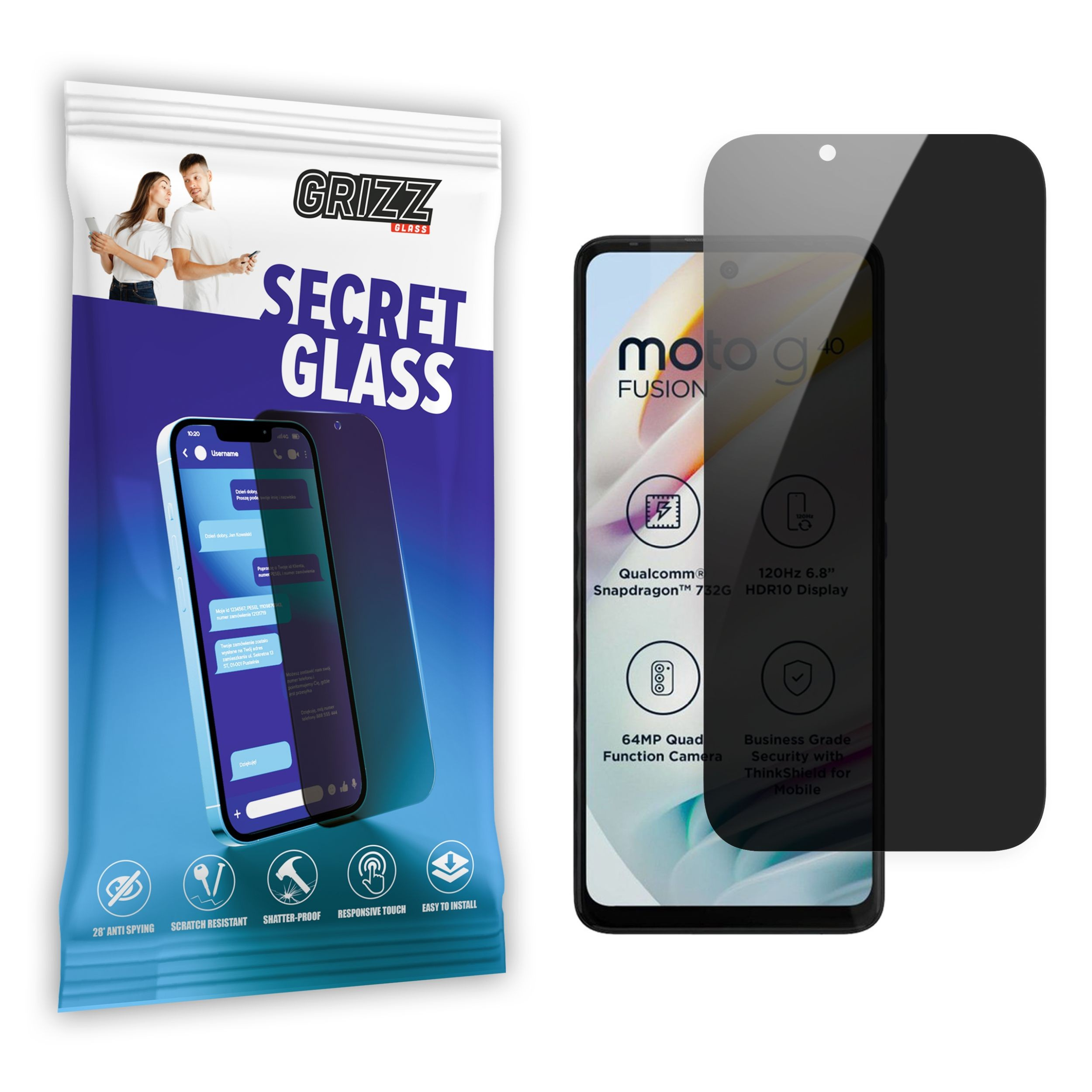 GrizzGlass SecretGlass Motorola Moto G40 Fusion