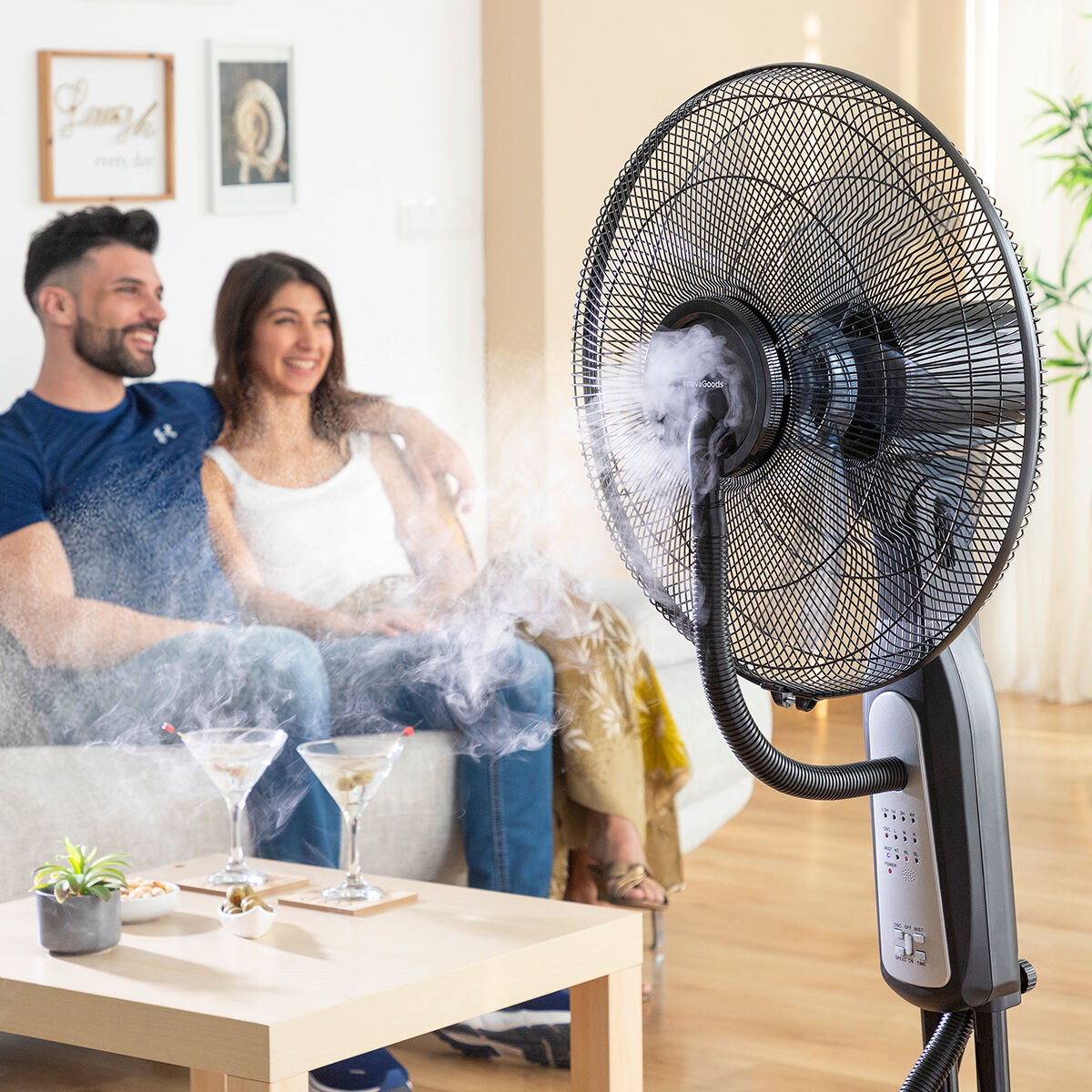 Nebuliser Pedestal Fan with Remote Control InnovaGoods Mistinn Black 90 W 2,8 L Nebuliser Pedestal Fan with Remote Control InnovaGoods Mistinn Black 90 W 2,8 L