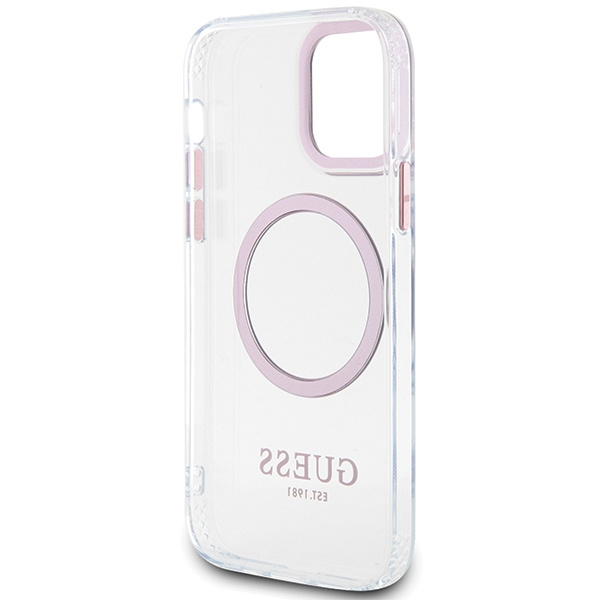 Guess GUHMP12MHTRMP Apple iPhone 12/12 Pro pink hard case Metal Outline Magsafe