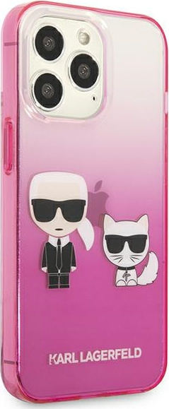 Karl Lagerfeld KLHCP13LTGKCP Apple iPhone 13 Pro hardcase pink Gradient Ikonik Karl & Choupette
