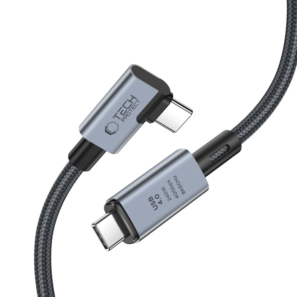 Tech-Protect Ultraboost Max L USB-C / USB-C angle cable USB 4.0 8K 40Gbps PD 240W 150cm Grey