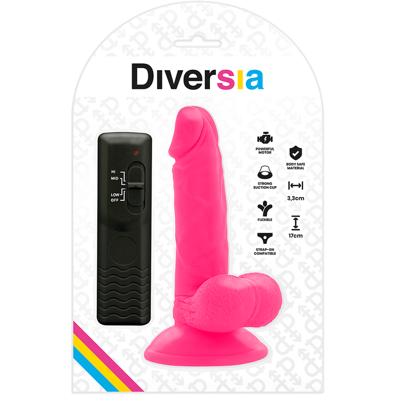 DIVERSIA - FLEXIBLE VIBRATING DILDO 17 CM - PINK