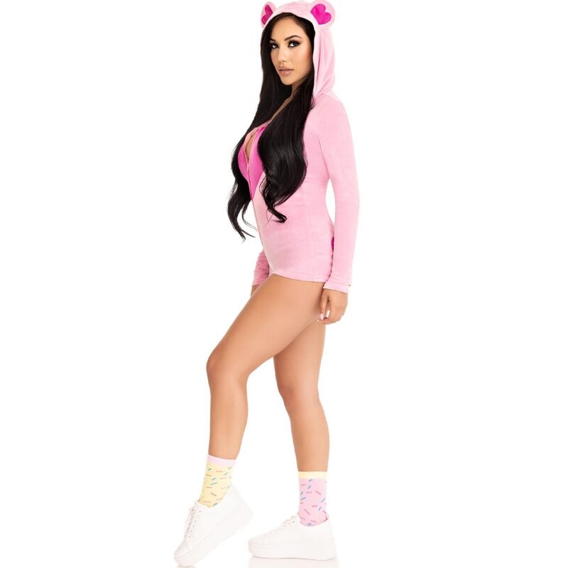 LEG AVENUE - TEDDY BEAR VELVET BODYSUIT PINK S