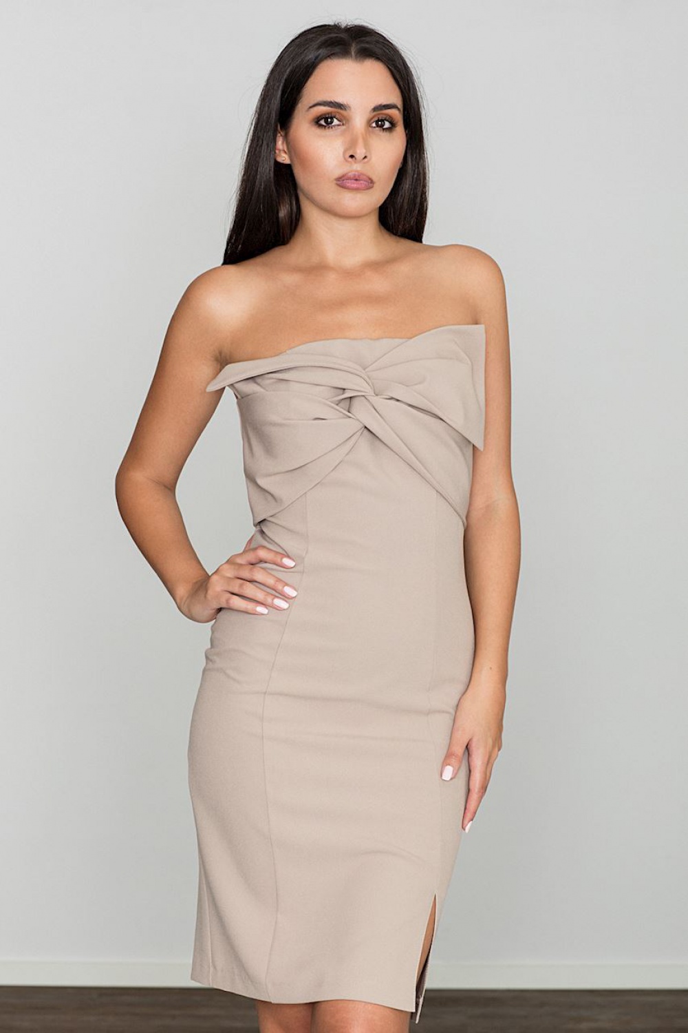 Sukienka Model M571 Beige - Figl Beżowy Damska