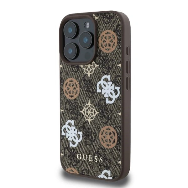 Guess GUHMP16LP4PWPW Apple iPhone 16 Pro hardcase Peony On 4G Background MagSafe brown