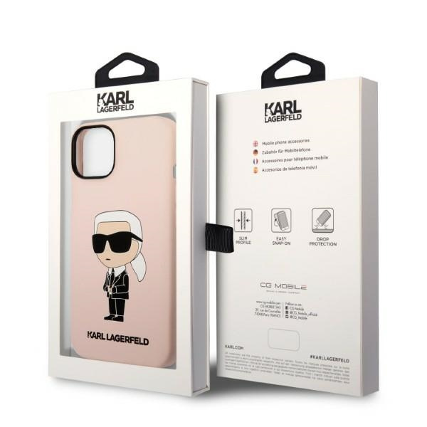 Karl Lagerfeld KLHMP14SSNIKBCP Apple iPhone 14 hardcase pink Silicone Ikonik Magsafe