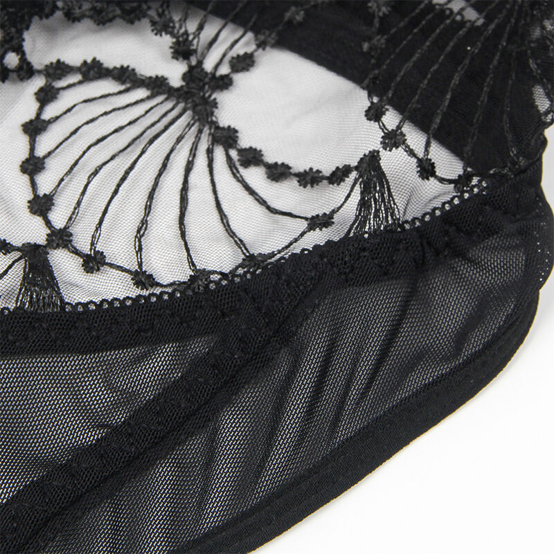 SUBBLIME - 955229 TRANSPARENT BODYSUIT WITH HOLLOW LACE BLACK L/XL