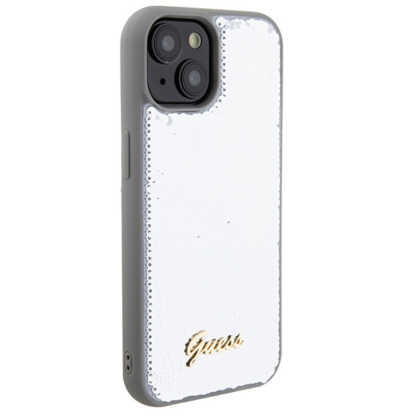 Guess GUHCP15SPSFDGSS Apple iPhone 15 hardcase Sequin Script Metal silver