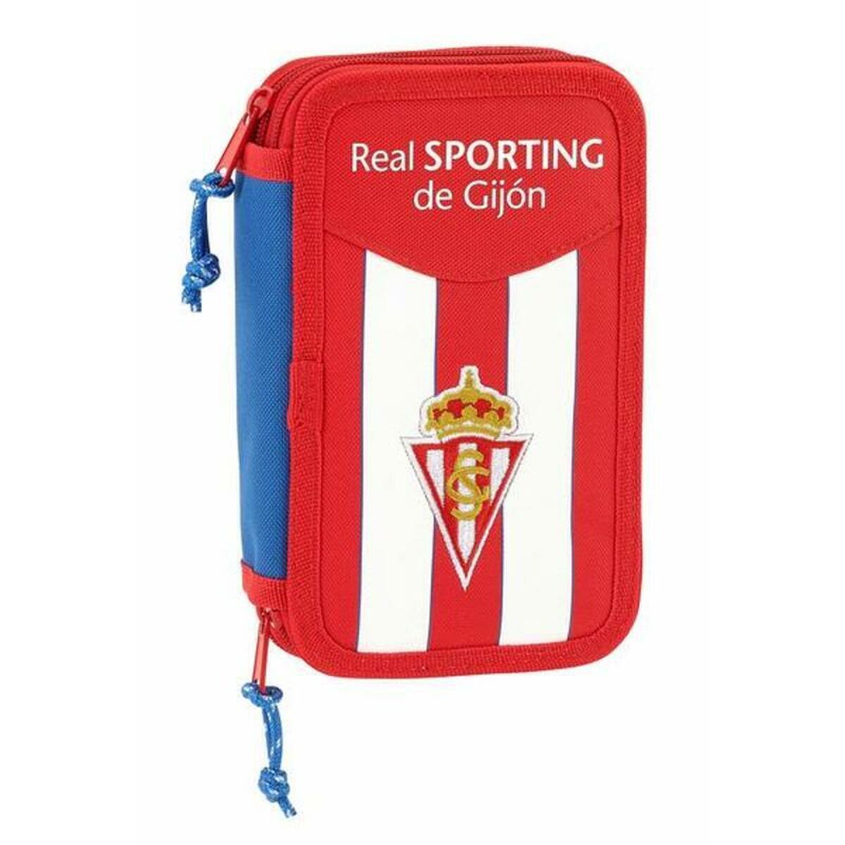 Doppel-Federtasche Real Sporting de Gijón Weiß Rot (28 pcs)