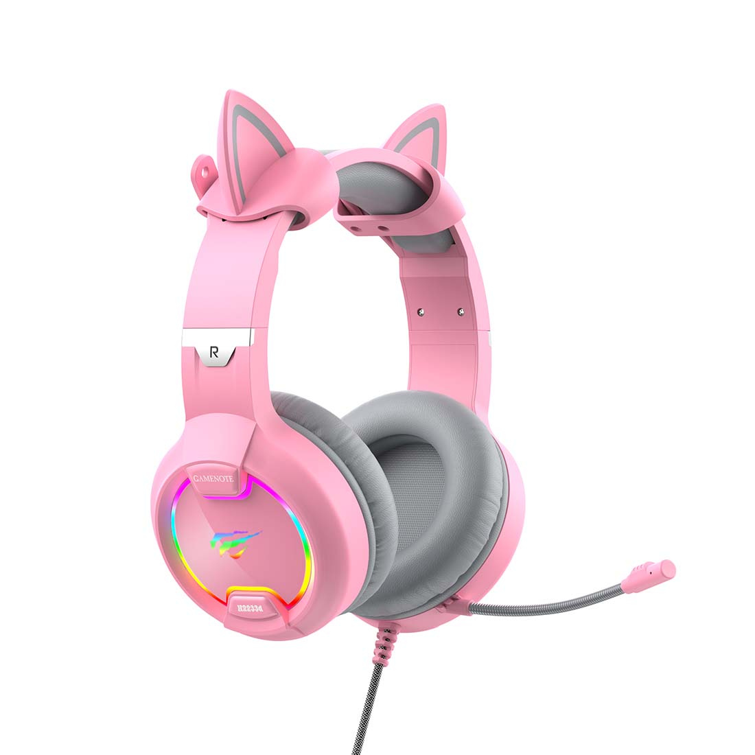 Havit GAMENOTE H2233D RGB USB+3.5mm gaming headphones (pink)