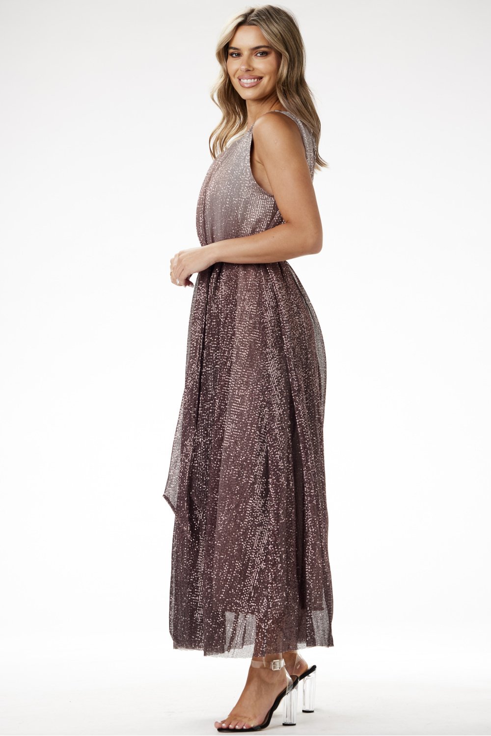 Evening dress model 204240 awama  brown