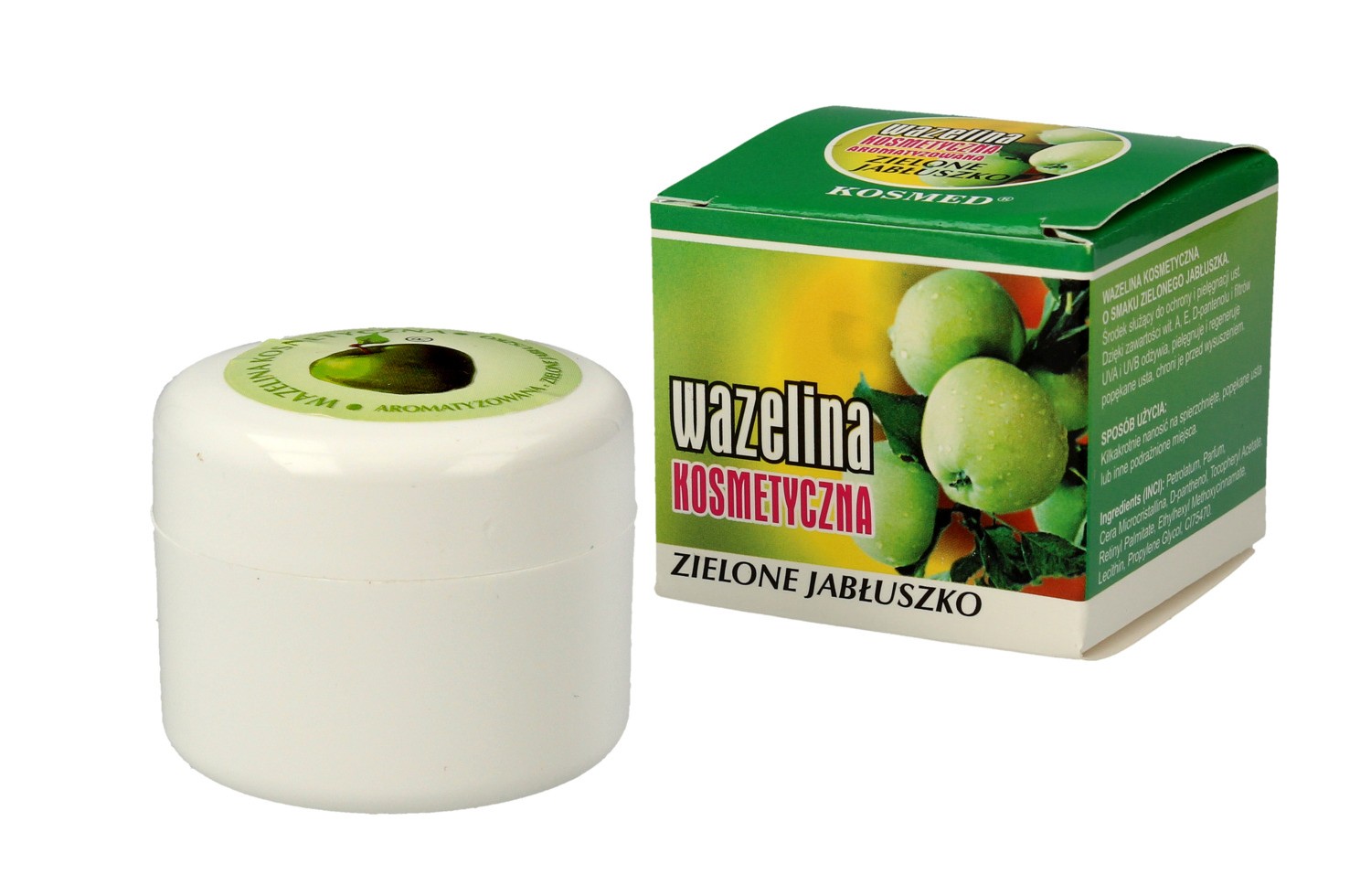 Kosmed Wazelina kosmetyczna aromatyzowana - Zielone Jabłuszko 15ml