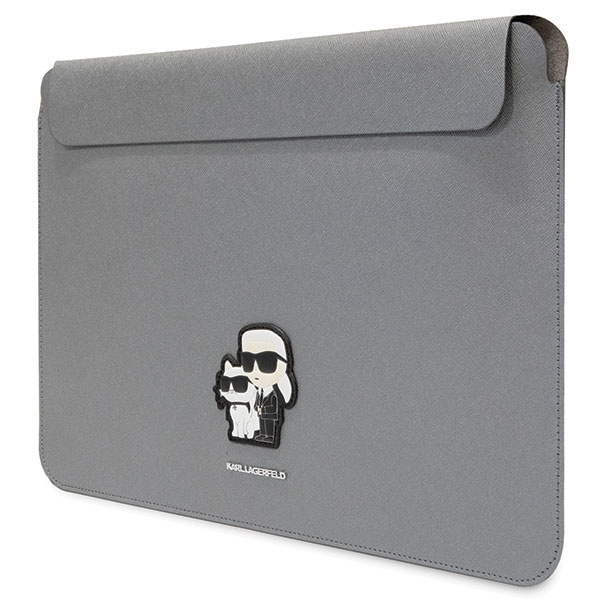 Karl Lagerfeld Sleeve KLCS14SAKCPMG 14 inch silver Saffiano Karl&Choupette