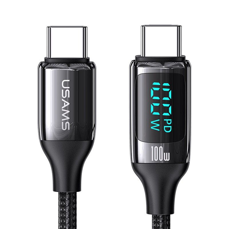 USAMS U78 Cable USB-C/USB-C LED 3m 100W Fast Charging black US-SJ559