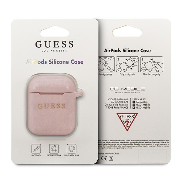 Guess GUACCSILGLLP AirPods cover pink Silicone