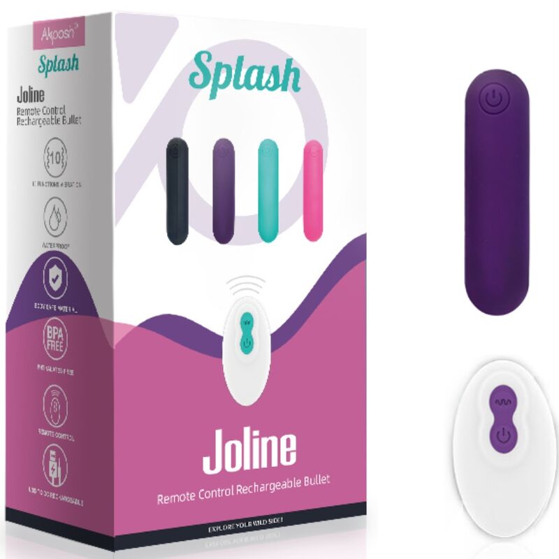 ARMONY - SPLASH JOLINE VIBRATOR BULLET SILICONE REMOTE CONTROL 10 VIBRATIONS 65 X 15 CM PURPLE