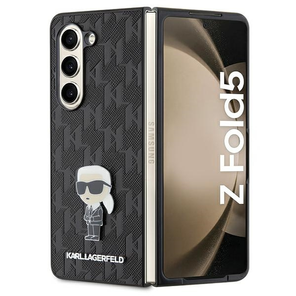 Karl Lagerfeld KLHCZFD5SAPKINPK Samsung Galaxy Z Fold5 hardcase Saffiano Monogram Ikonik Pin black