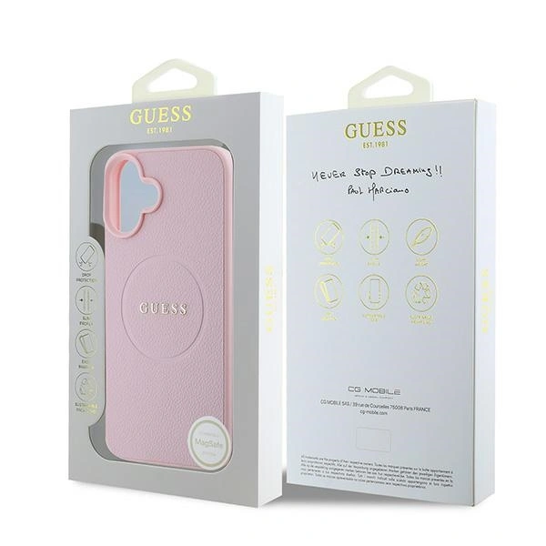 Case Guess GUHMP16MPGHSMMP Apple iPhone 16 Plus hardcase Grained Ring MagSafe pink