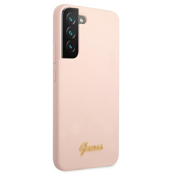 Guess GUHCS22MLSLMGPP Samsung Galaxy S22+ Plus pink hardcase Silicone Script Metal Logo