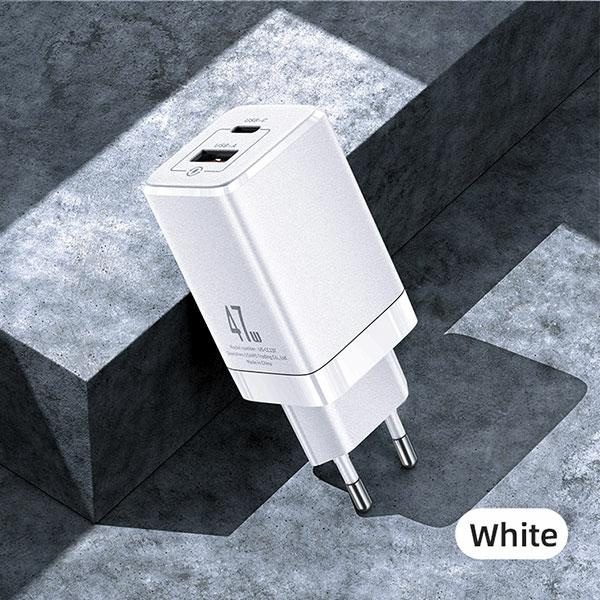 USAMS Wall Charger T41 USB-C+USB GaN 47W PD+QC Fast Charging white CC137TC02 (US-CC137)