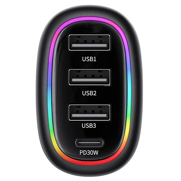 USAMS Car Charger 1xUSB-C 3xUSB-A C34 48W 3A+C PD black CC170CC01 (US-CC170)