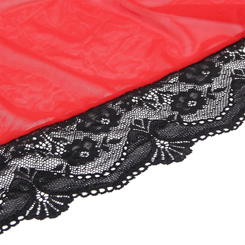 SUBBLIME - TRANSPARENT FABRIC ROBE WITH LACE DETAIL RED L/XL SUBBLIME - TRANSPARENT FABRIC ROBE WITH LACE DETAIL RED L/XL