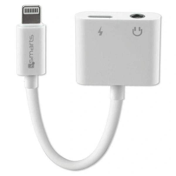 4smarts Splitter Lightning / Lightning, 3.5mm AUX cable white