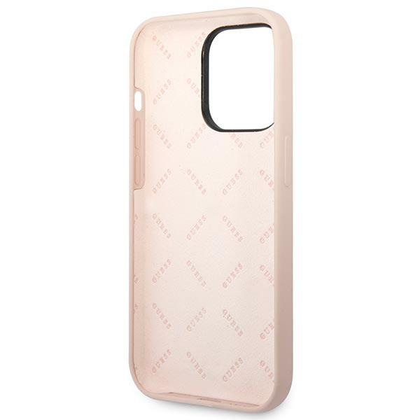 Guess GUHCP14XSLTGP Apple iPhone 14 Pro Max pink hardcase Silicone Triangle