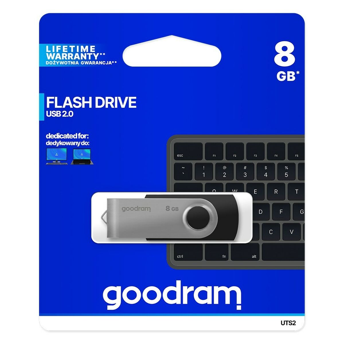 USB stick GoodRam UTS2 USB 2.0 Black Black/Silver Silver 8 GB
