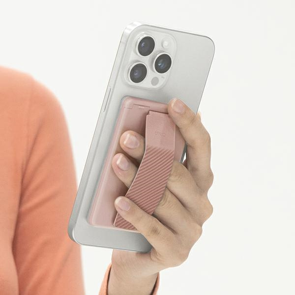 UNIQ Heldro ID magnetic wallet with stand and strap blush pink