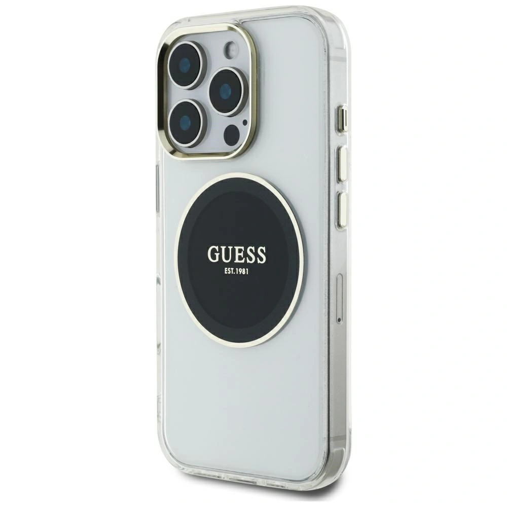 Etui Guess IML Metal Colored Circle Classic Logo MagSafe do Apple iPhone 16 Pro Max czarny